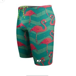 Q swimwear NWT size 32 Flock of Flamingos Jammer Swimsuit